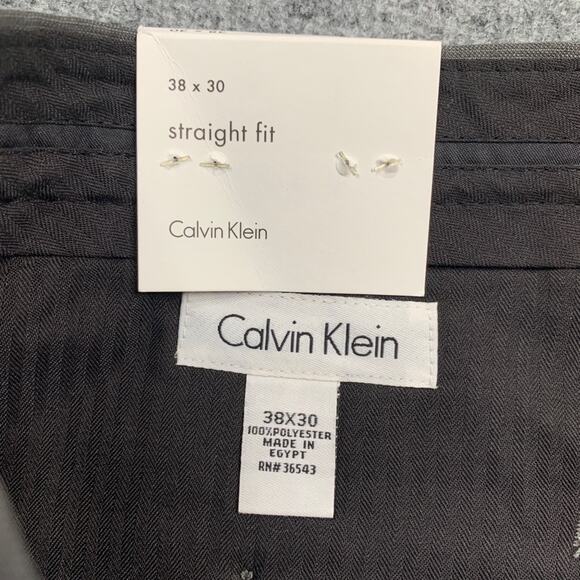 Calvin Klein Pants Mens 38 Grey Straight Fit Flat Front Formal Business Dress - Picture 6 of 13